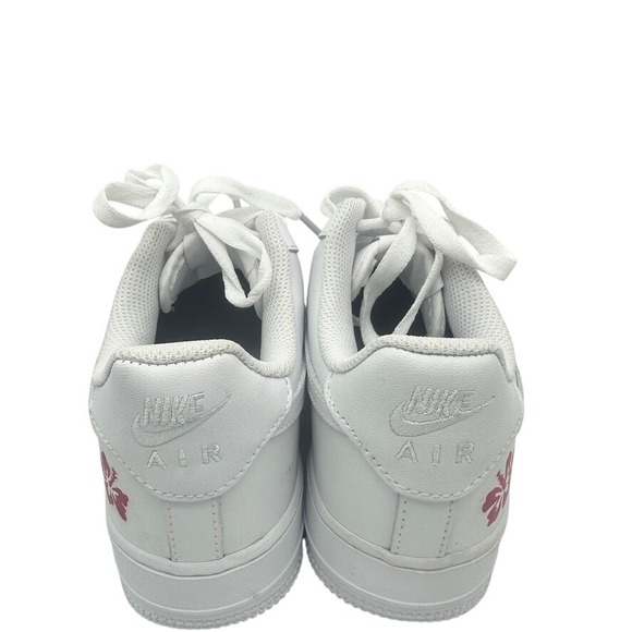 Custom Nike Air Force 1 White Stitch Hibiscus Sneakers Women's 8 - Picture 7 of 16